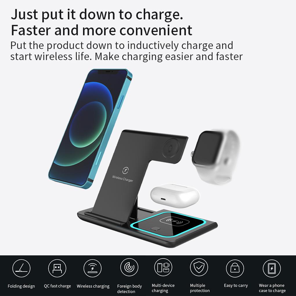 Đế Sạc Đứng Không Dây Tự Động Có Đèn Ngủ Tiện Dụng Mang Theo Du Lịch