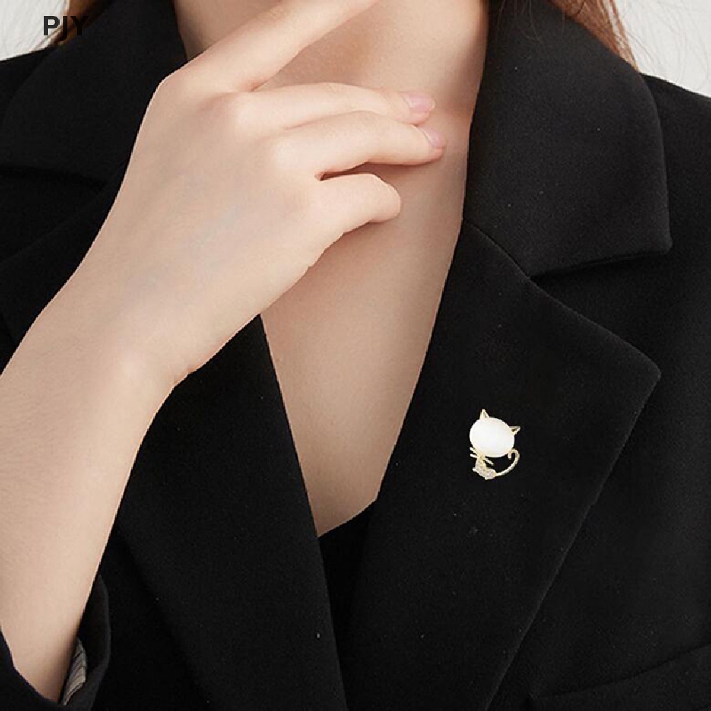 Ghim Cài Áo Hình Mèo Đính Đá Opal Dễ Thương Cho Nữ