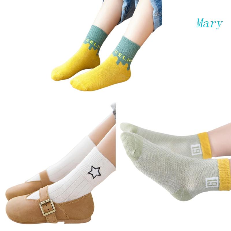 Set 5 Đôi Vớ Cotton Cổ Thuyền In Chữ Màu Sắc Tương Phản Giữ Ấm Mùa Đông Cho Bé