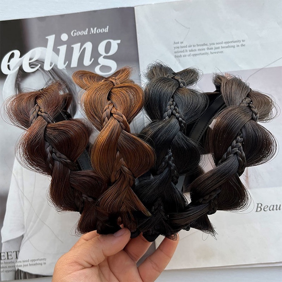 Băng Đô Cài Tóc Giả Thắt Bím Tự Nhiên Phong Cách Hàn Quốc