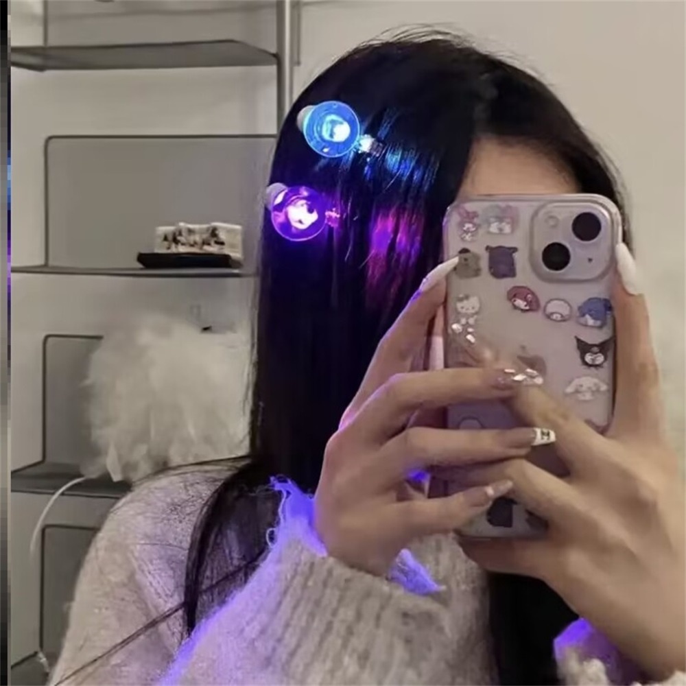 Cod Qipin Sanrio Kẹp Tóc Mái Bên Hông Họa Tiết Melody Lấp Lánh Ánh Kim Dễ Thương