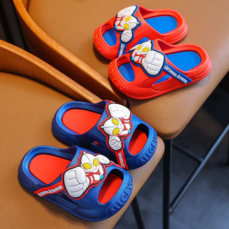 Dép Quai Ngang Chống Trượt In Hình Ultraman ACK570 Cá Tính Cho Bé Trai