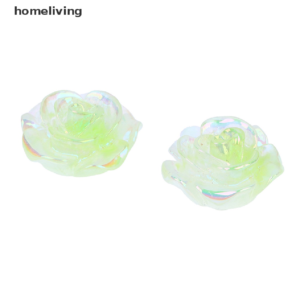 Set 2 Mô Hình Hoa Hồng Dạ Quang Mini Bằng Nhựa Resin Trang Trí Nhà Cửa Sân Vườn DIY