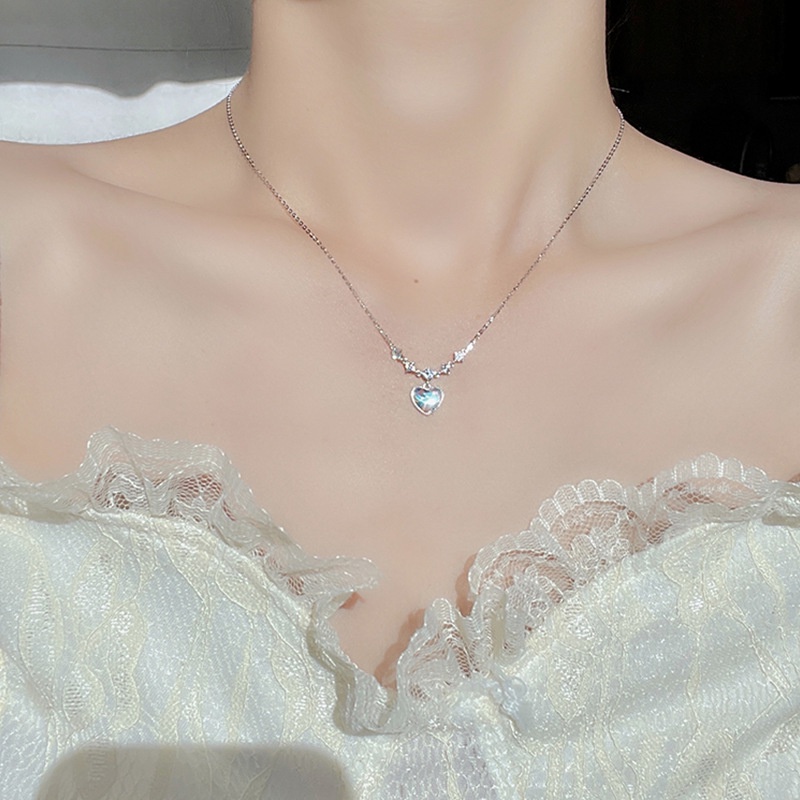 Vòng cổ Hàn Quốc, vòng cổ hình trái tim, vòng cổ nữ kim cương thanh lịch và ngọt ngào, chuỗi xương quai xanh thời trang mùa hè, vòng cổ cá tính mát mẻ