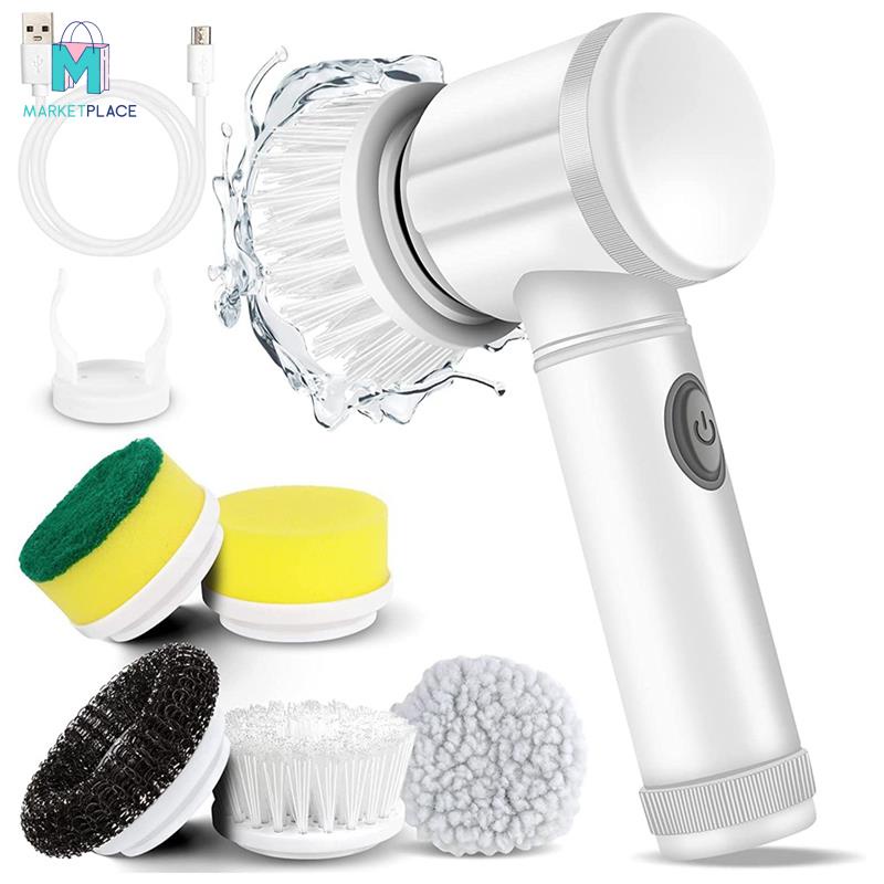 Bàn Chải Vệ Sinh Điện Tử Dạng Xoay Với 5 Đầu Thay Thế Cho Bồn Tắm / Sàn / Tường / Gạch / Toilet