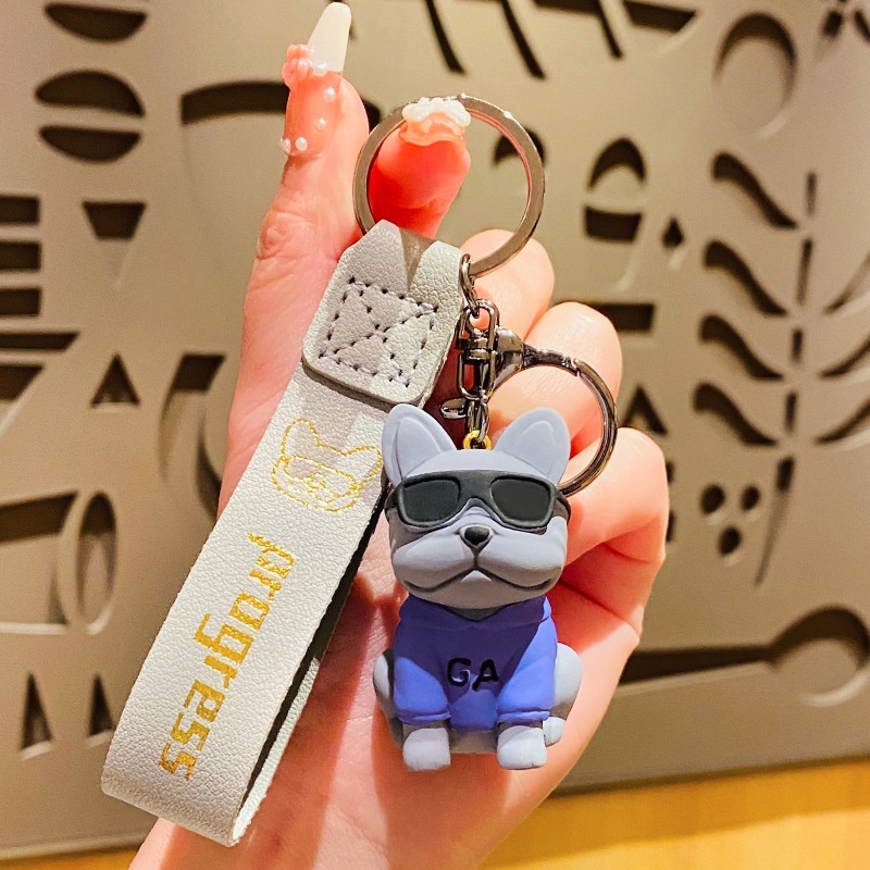 Móc Khóa Hình Chú Chó Đeo Kính Mát Hoạt Hình Sáng Tạo Độc Đáo