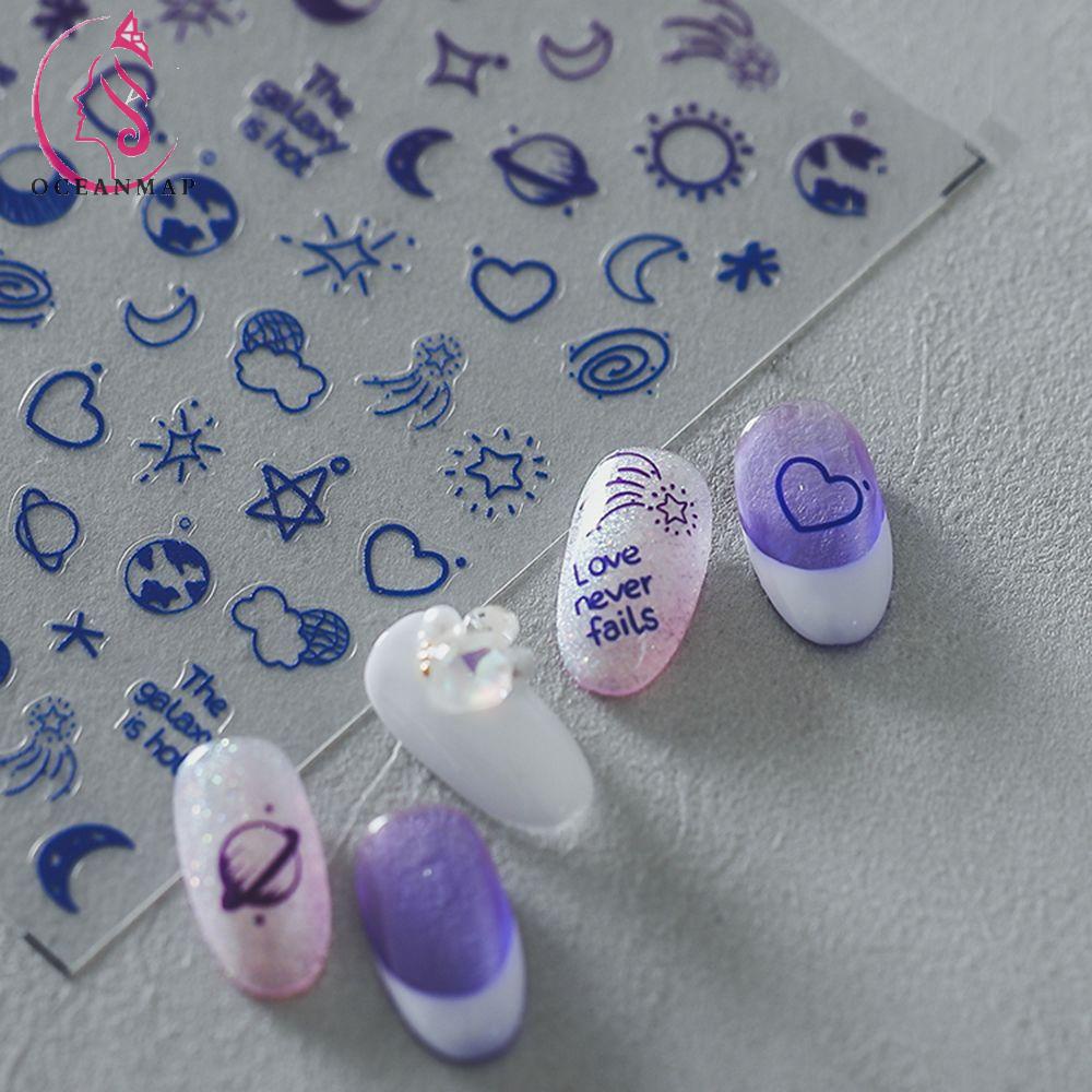 [Hàng mới về] Sticker Dán Trang Trí Móng Tay Hình Trăng Sao Màu Trắng Đen Dễ Thương