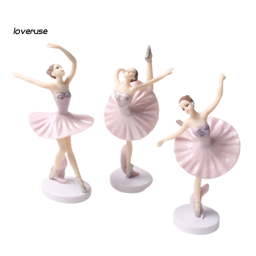 Set 3 Phụ Kiện Trang Trí Bánh Kem Hình Cô Gái Múa Ba Lê Bằng PVC