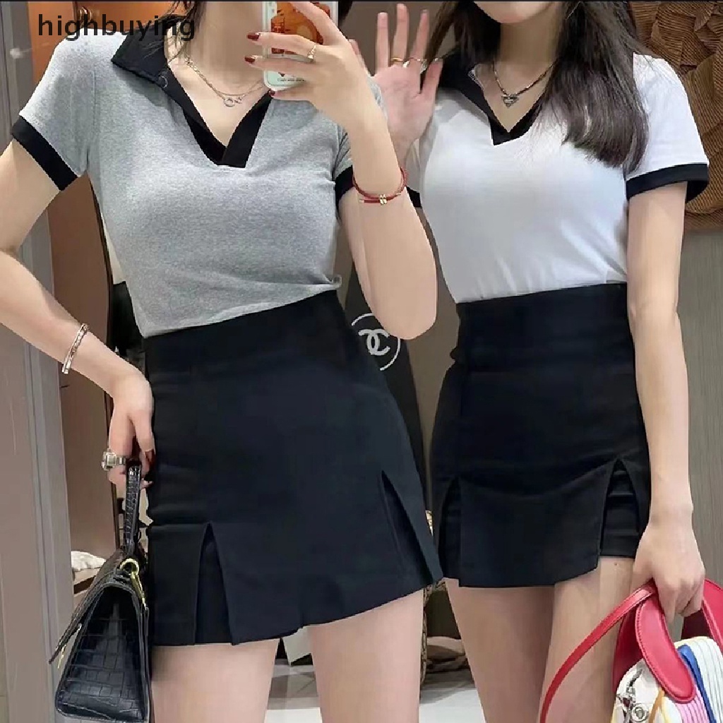 Áo polo Tay Ngắn Dáng Rộng Thêu Hình Vương Miện Thời Trang Mùa Hè Cho Nữ