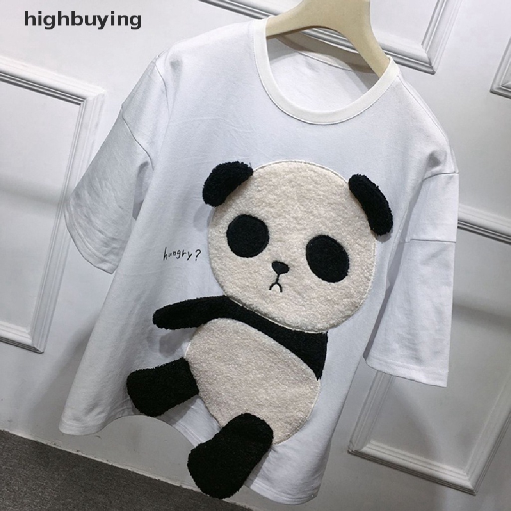 Áo Thun Tay Ngắn Cổ Tròn In Hình Gấu Trúc Hoạt Hình Dành Cho Nữ