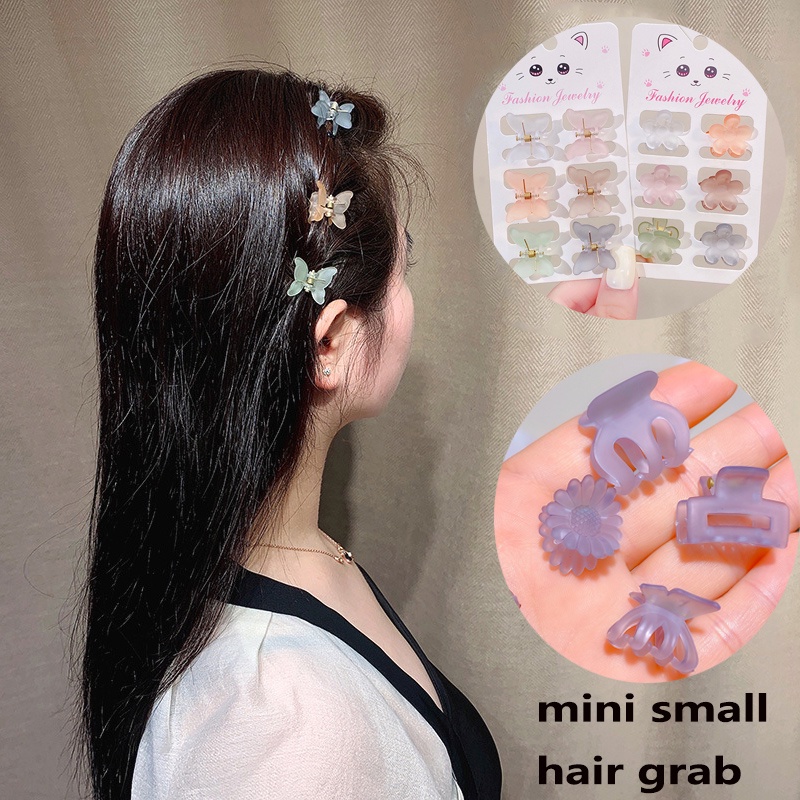 Set 6 Kẹp Tóc Càng Cua / Nơ / Hoa Mini Màu Sắc Ngọt Ngào Phong Cách Hàn Quốc