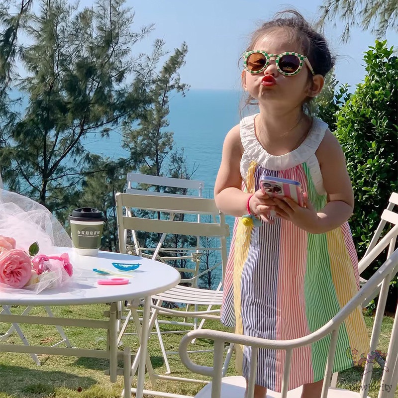 Đầm Sát Nách Kẻ Sọc Nhiều Màu Thời Trang Mùa Hè Hàn Quốc Cho Bé Gái