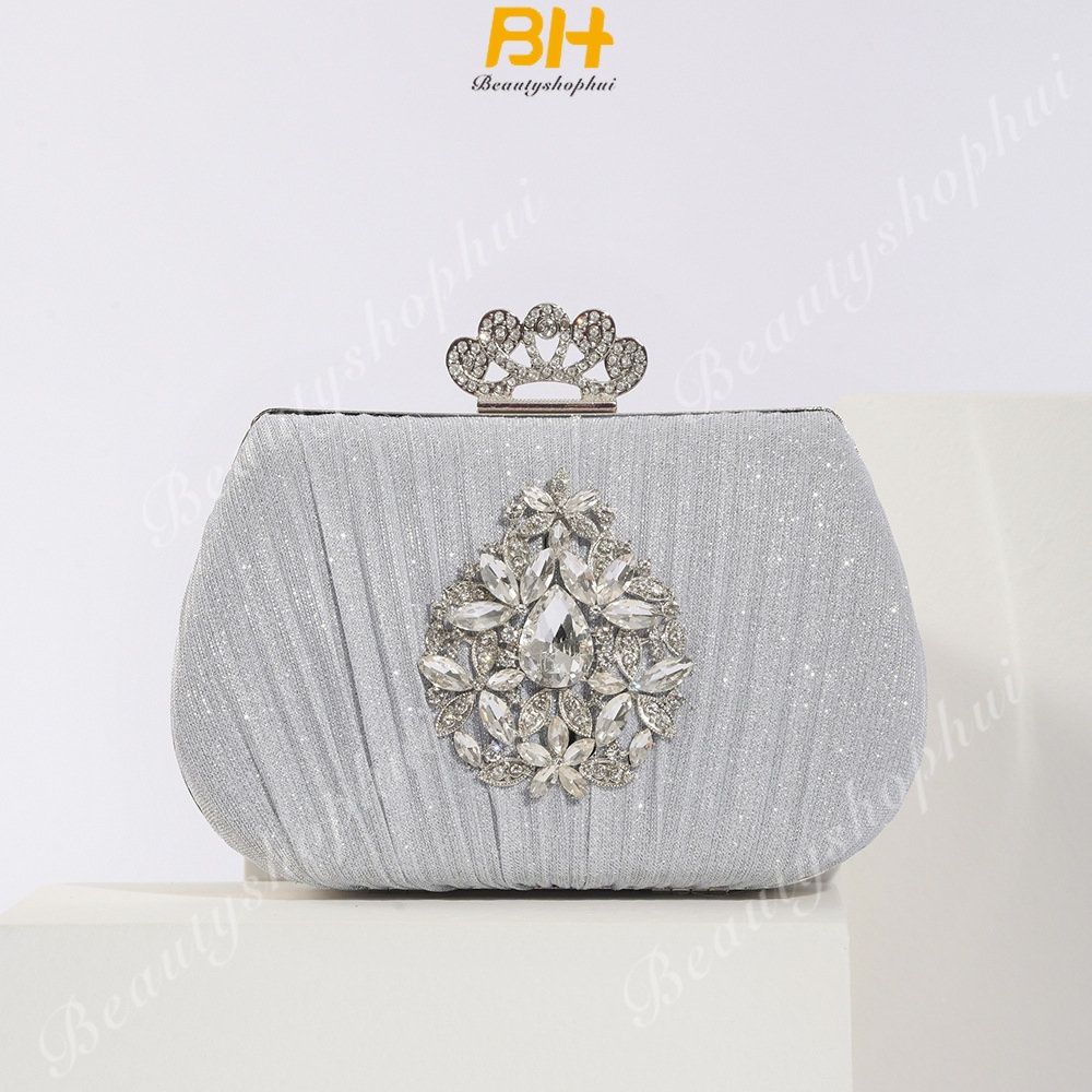 Túi Xách Nữ Đeo Vai Kiểu Xếp Li Họa Tiết Hoa Kim Cương Phong Cách Retro Cá Tính