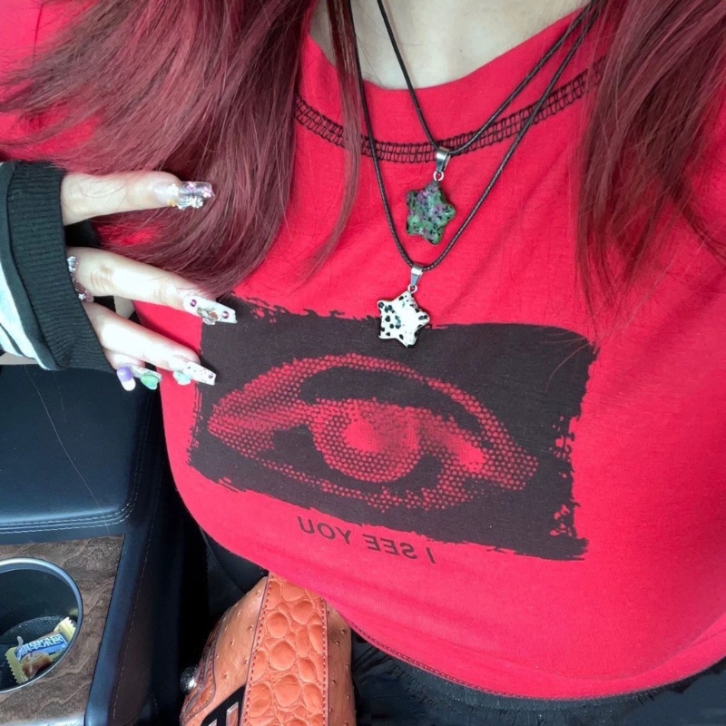 Vòng cổ Mặt Hình Ngôi Sao Năm Cánh Đính Đá Tự Nhiên Ngọt Ngào Thời Trang Mùa Hè Cho Nữ