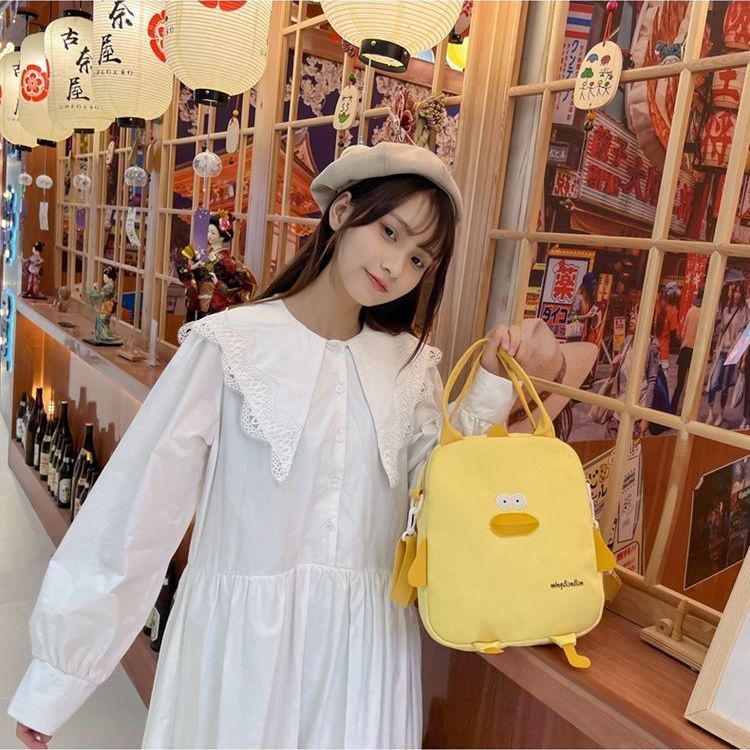 Túi Vải Canvas Đeo Chéo Hình Gà Con Xinh Xắn
