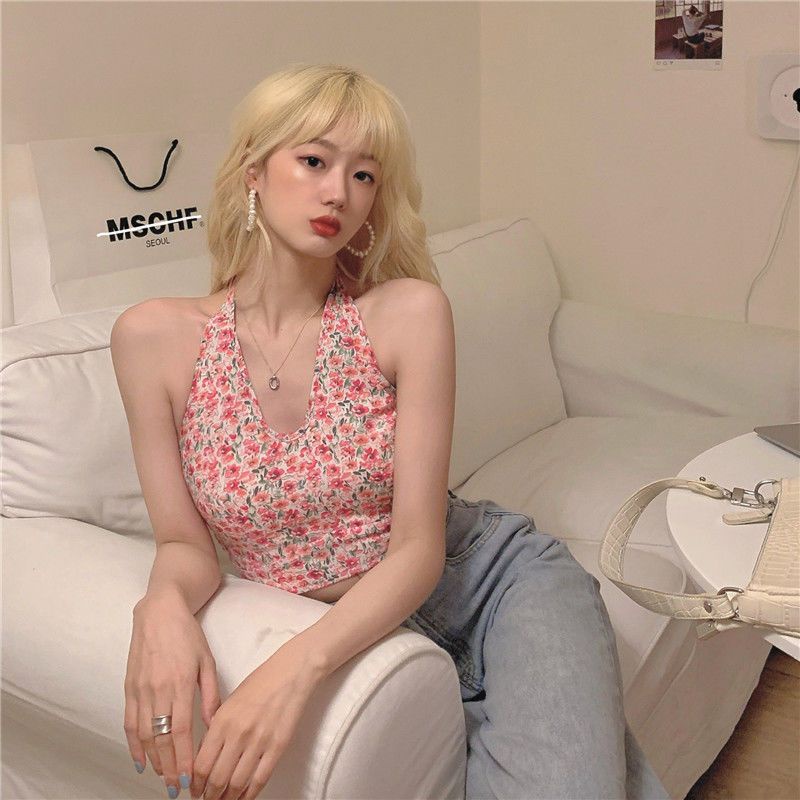 Áo Hai Dây Dáng Ngắn In Hoa Thời Trang Mùa Xuân 2023 Cho Nữ