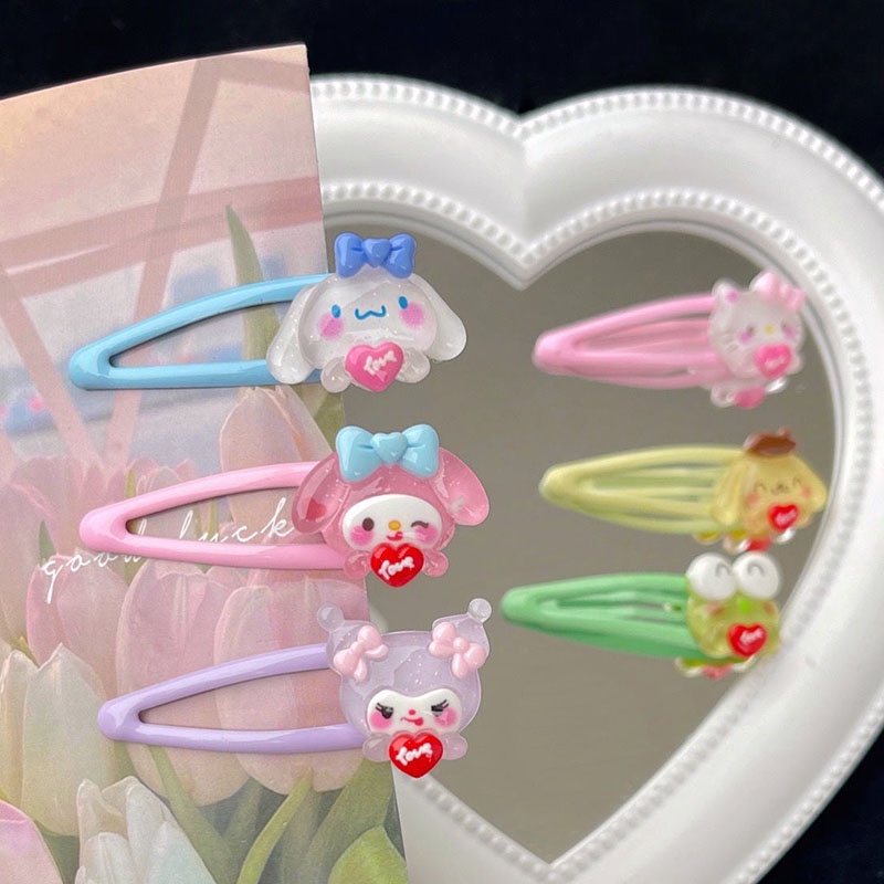 Kẹp Tóc Mái BB Hình Trái Tim Sanrio Trong Suốt Thời Trang Mới Năm 2023
