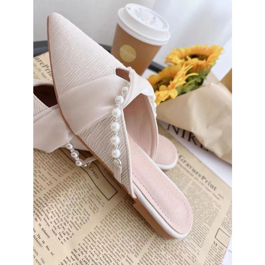 Dép Bít Mũi Nhọn Đế Bằng Thời Trang Mùa Hè Xinh Xắn Cho Nữ