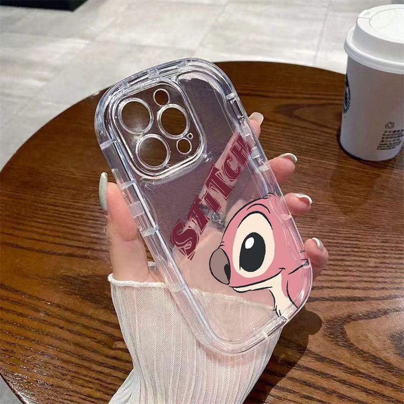 ✅Ốp Điện Thoại Mềm Trong Suốt Chống Sốc Hình Stitch Màu Hồng Cho Apple / xr 12xs 8p7iPhone14promax13 11 / 09EV