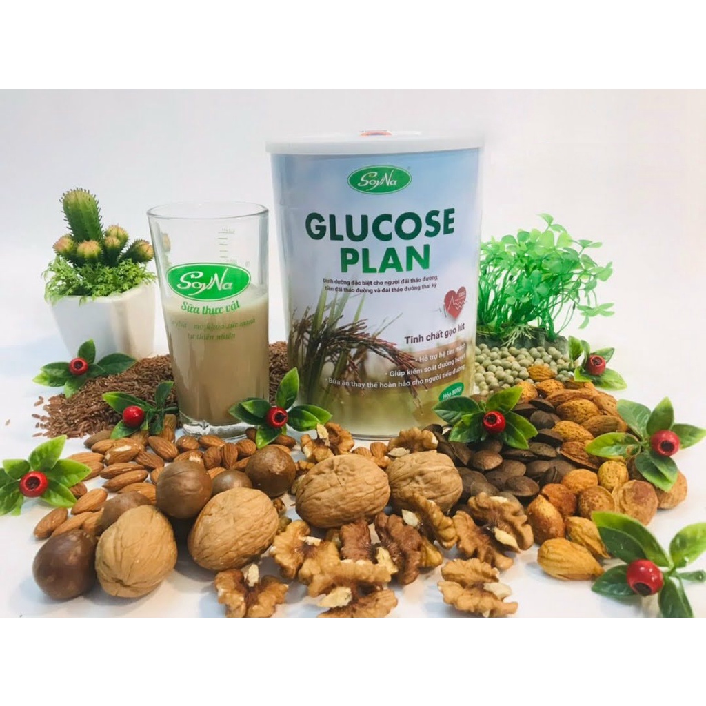 Sữa Glucose Plan Canxi thuần thực vật Soyna lon 900g dành cho người tiểu đường