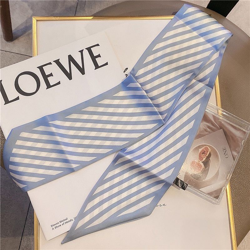 Băng Đô Cài Tóc Dài Kẻ Sọc Đa Năng Đính Nơ Xinh Xắn