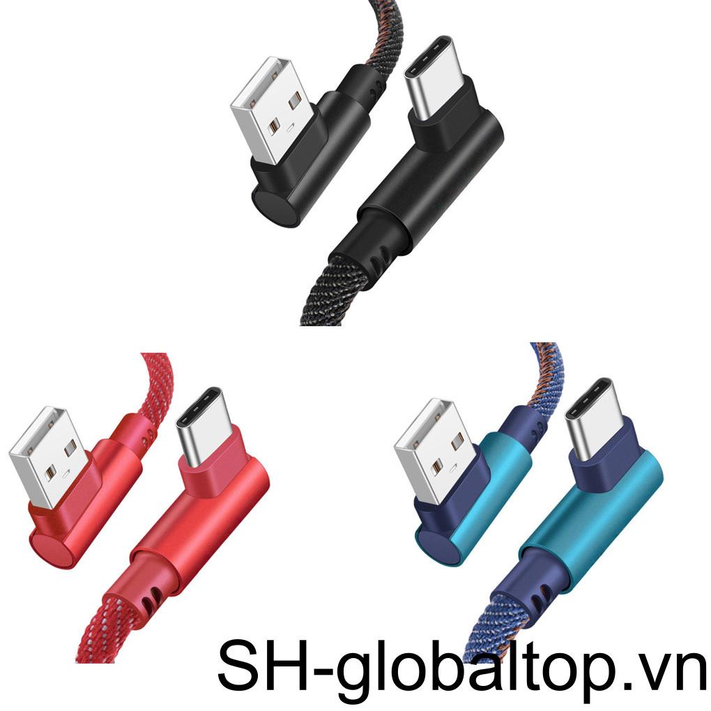Cáp Sạc Nhanh Dây Bện 2m Cổng Type C Góc 90 Độ Cho Điện Thoại