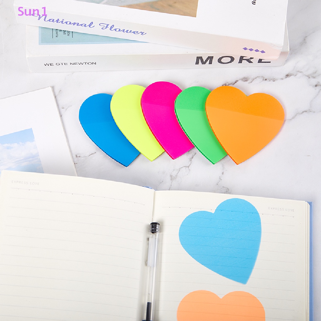 Sun1 > Giấy Ghi Chú Chống Thấm Nước Trong Suốt Họa Tiết Trái Tim Nhiều Màu Sắc Dành Cho Học Sinh / Văn Phòng