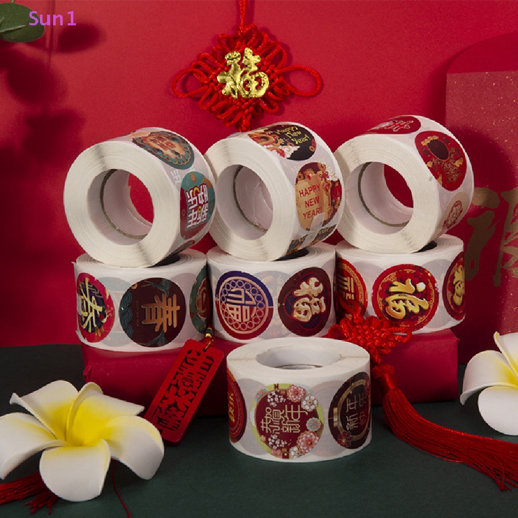 Sun1 &gt; Cuộn 500 Nhãn Dán Đóng Gói Quà Chúc Mừng Năm Mới 2022