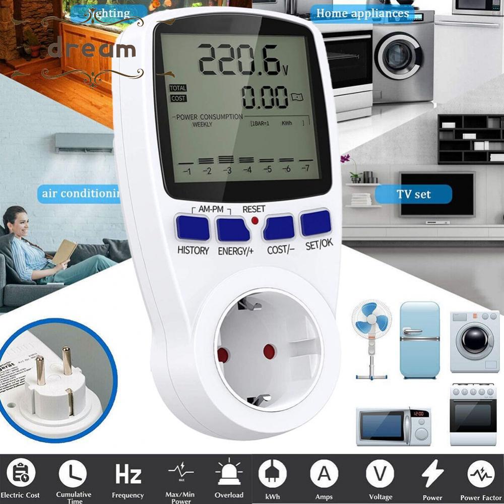 【DREAMLIFE】Electricity Meter 230 V AC 50 Hz Digital White Color 0 Second ~ 9999 Days