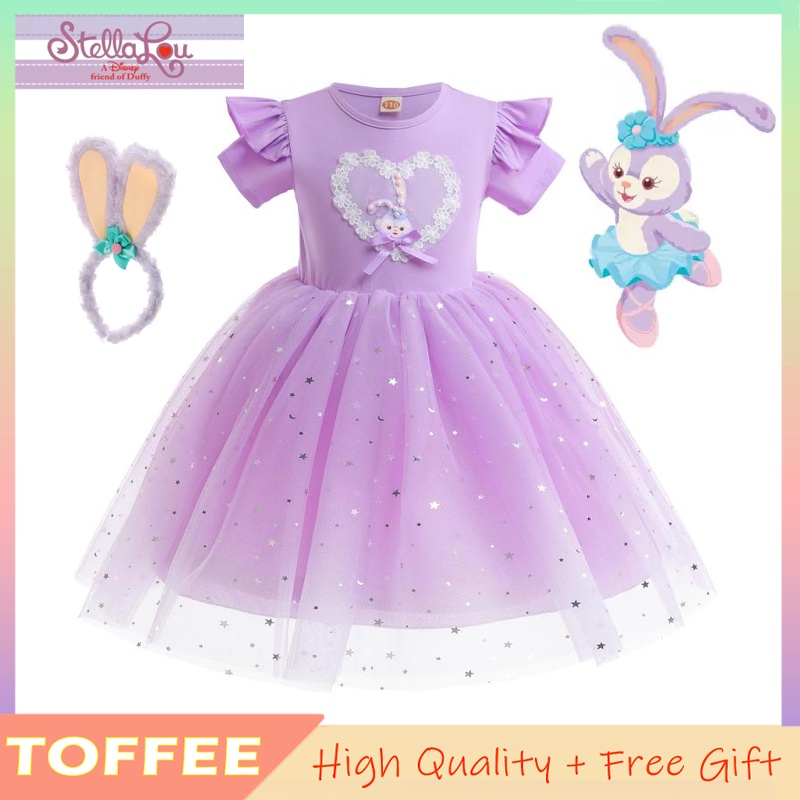 Stella Lou Đầm Công Chúa Phối Ren Lưới Màu Tím Họa Tiết Trái Tim Phong Cách Anh Quốc Làm Quà Tặng Halloween Cho Bé Gái