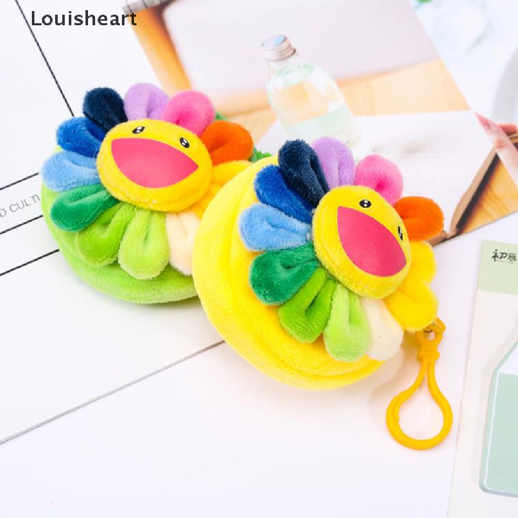 Louisheart Móc Khóa Hình Hoa Hướng Dương Mặt Cười Nhồi Bông Nhiều Màu Có Khóa Kéo Tiện Dụng