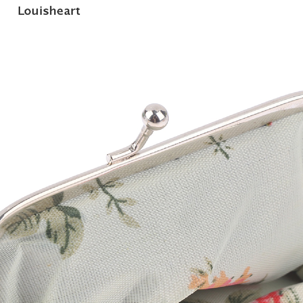 Ví Đựng Tiền Xu Louisheart Mini In Họa Tiết Hoa Phối Hai Nút Kim Loại Xinh Xắn Theo Phong Cách Retro