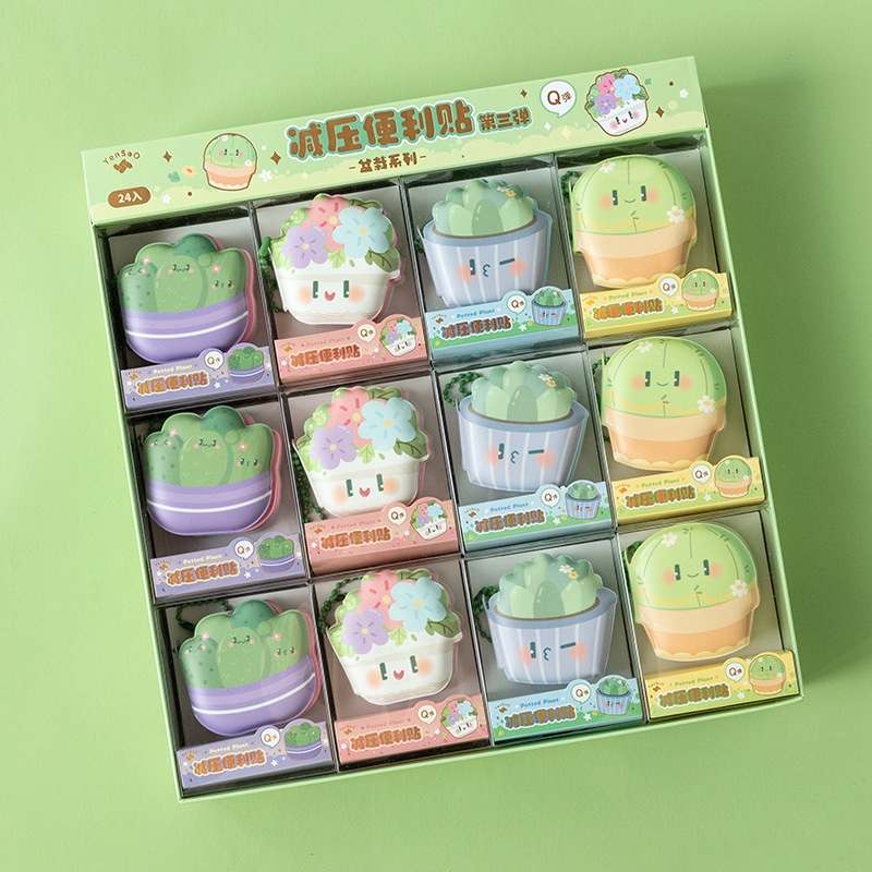 Giấy Note Hình Chậu Cây Nhỏ Nhắn Dễ Thương Sáng Tạo Giúp Giảm Căng Thẳng Cho Học Sinh