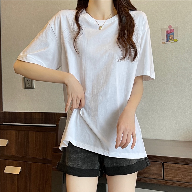 Áo Thun Tay Ngắn Dáng Rộng Màu Trơn Thời Trang Mùa Hè Mới Cho Nữ