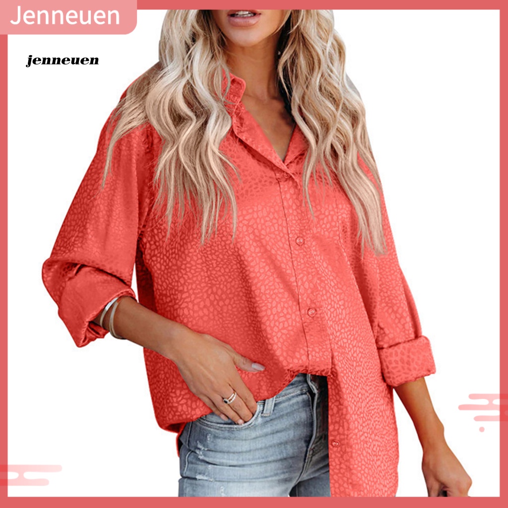 Áo Sơ Mi Tay Dài Cổ Bẻ Vải Satin In Họa Tiết Vân Đá Thời Trang Cho Nữ