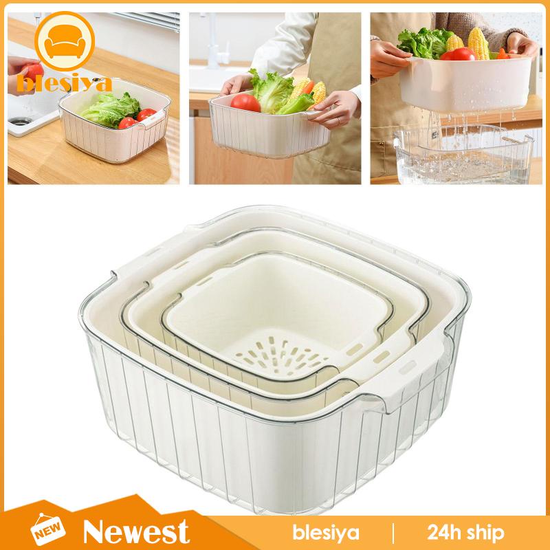 Bộ 3 Rây Lọc Hai Lớp Màu Trắng Giúp Tiết Kiệm Không Gian Cho Nhà Bếp