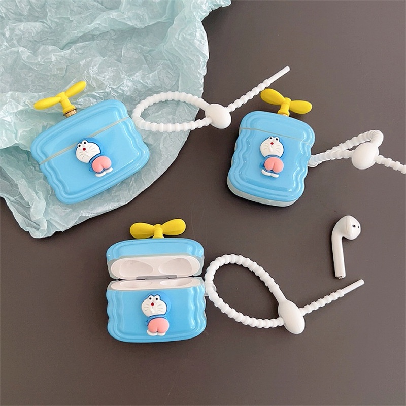 Vỏ Bảo Vệ Hộp Sạc Tai Nghe Airpods 1 2 3 Pro Pro 2 Bằng TPU Mềm Chống Sốc Hình Doraemon Và Chuồn Chuồn Dễ Thương