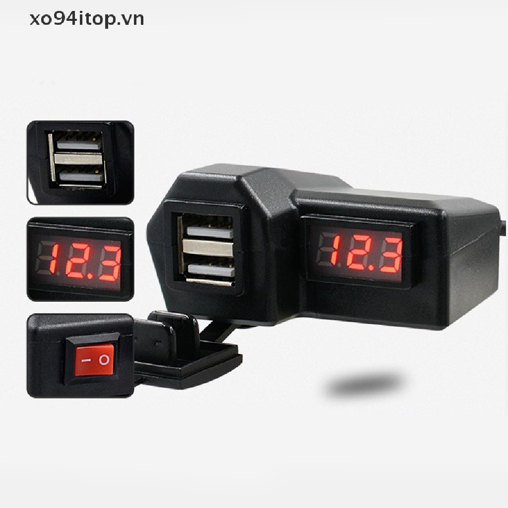 Ổ Cắm Sạc USB Kép Cho Xe Máy XOITOP