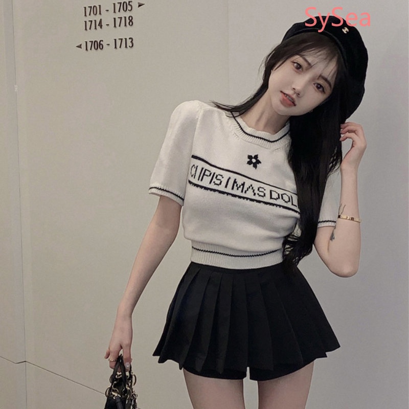 Áo Dệt Kim Thêu Chữ Thời Trang Mùa Hè Cho Nữ