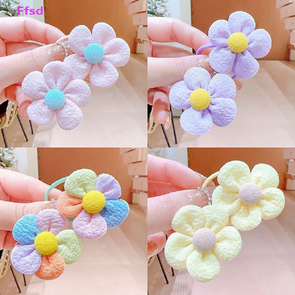 Dây Cột Tóc Co Giãn Họa Tiết Hoa Hoạt Hình Màu Kẹo Ngọt Cho Bé Gái