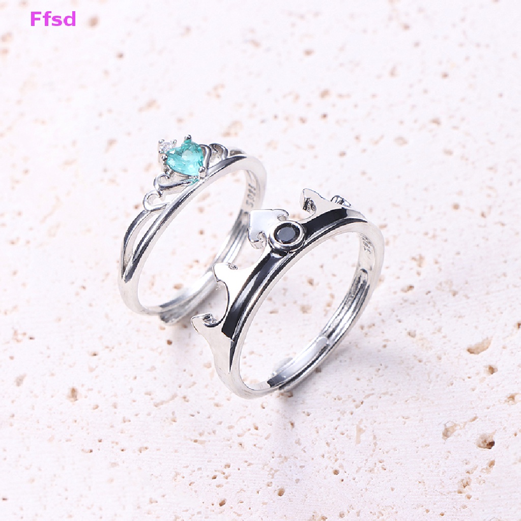 1 Cặp Nhẫn Đôi Mạ Đồng Hình Vương Miện Đính Đá Thời Trang