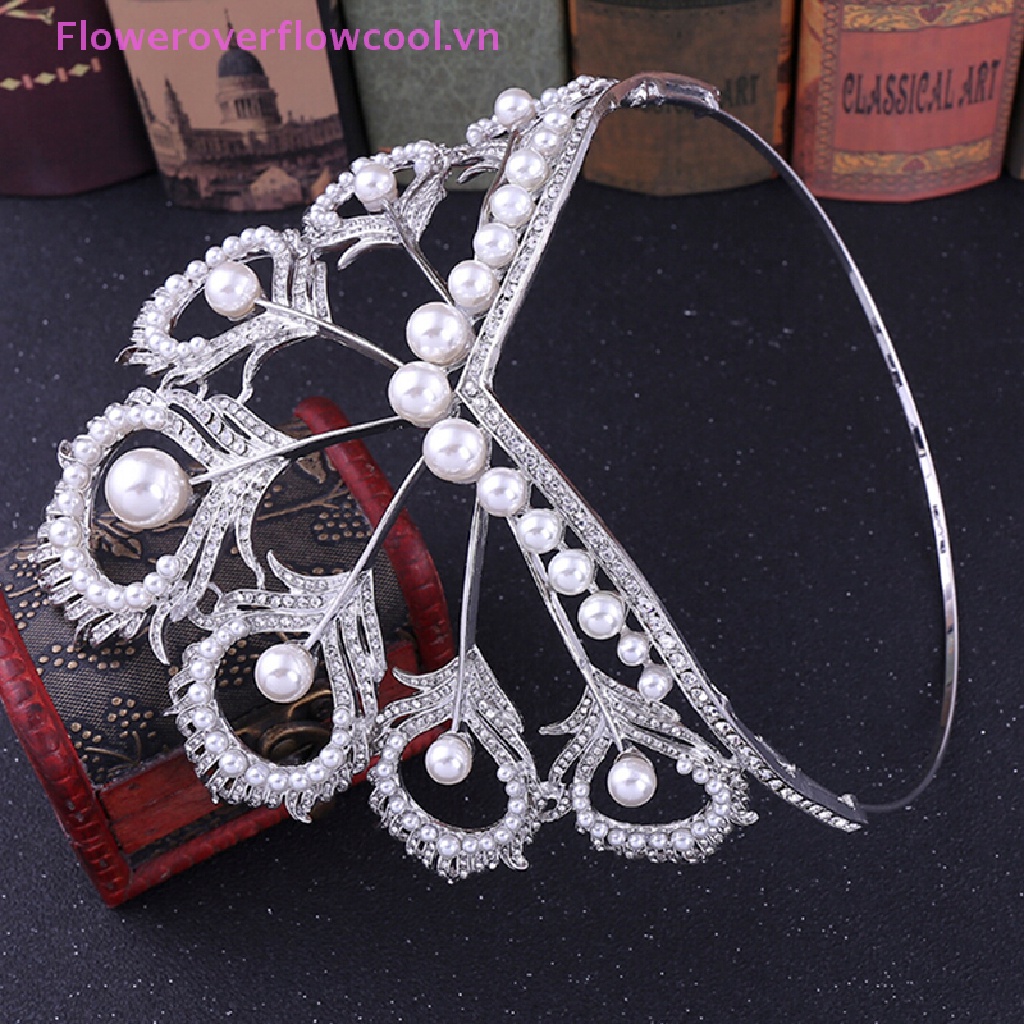 Vương Miện Cài Tóc Đính Ngọc Trai Sang Trọng Cho Cô Dâu