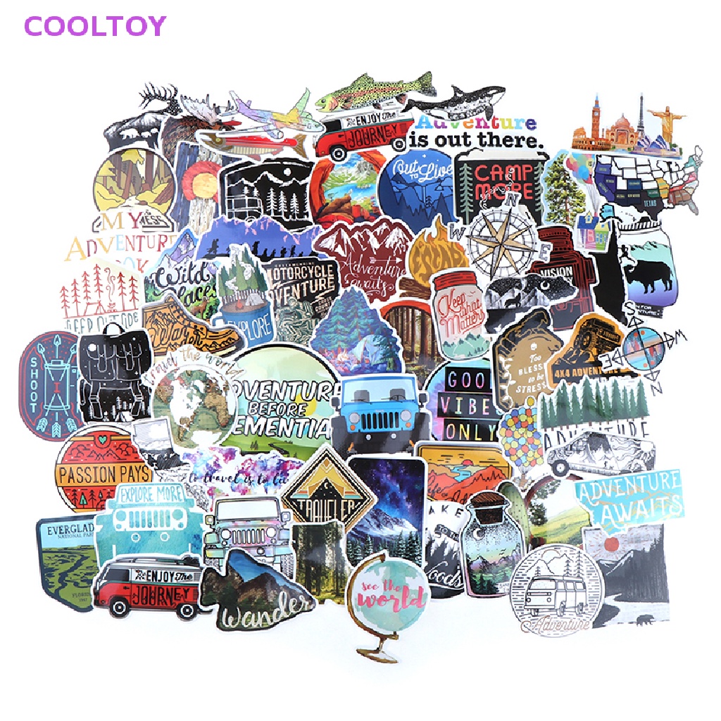 Cooltoy Bộ 65 Miếng Dán PVC Chống Thấm Nước Hình Phong Cảnh Du Lịch Leo Núi