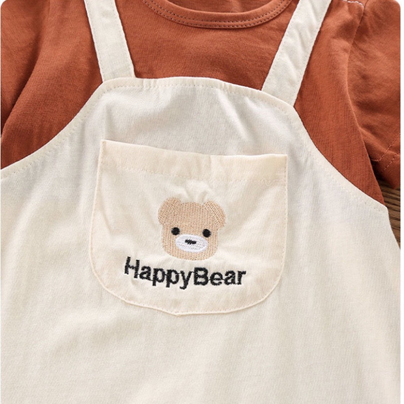 Áo Liền Quần Tay Ngắn In Chữ Bằng Vải Cotton Thời Trang Mùa Hè Cho Bé Sơ Sinh 0-2 Tuổi