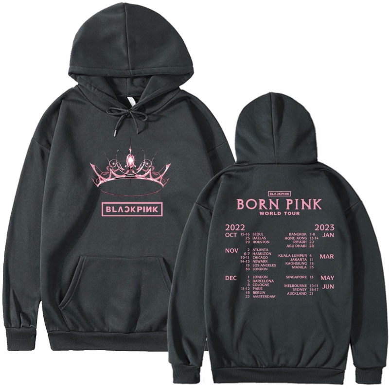 Áo Hoodie Dáng Rộng In Chữ BLACKPINK BORN PINK WORLD TPUR 2023 Thời Trang Harajuku Hàn Quốc Cho Nam Và Nữ
