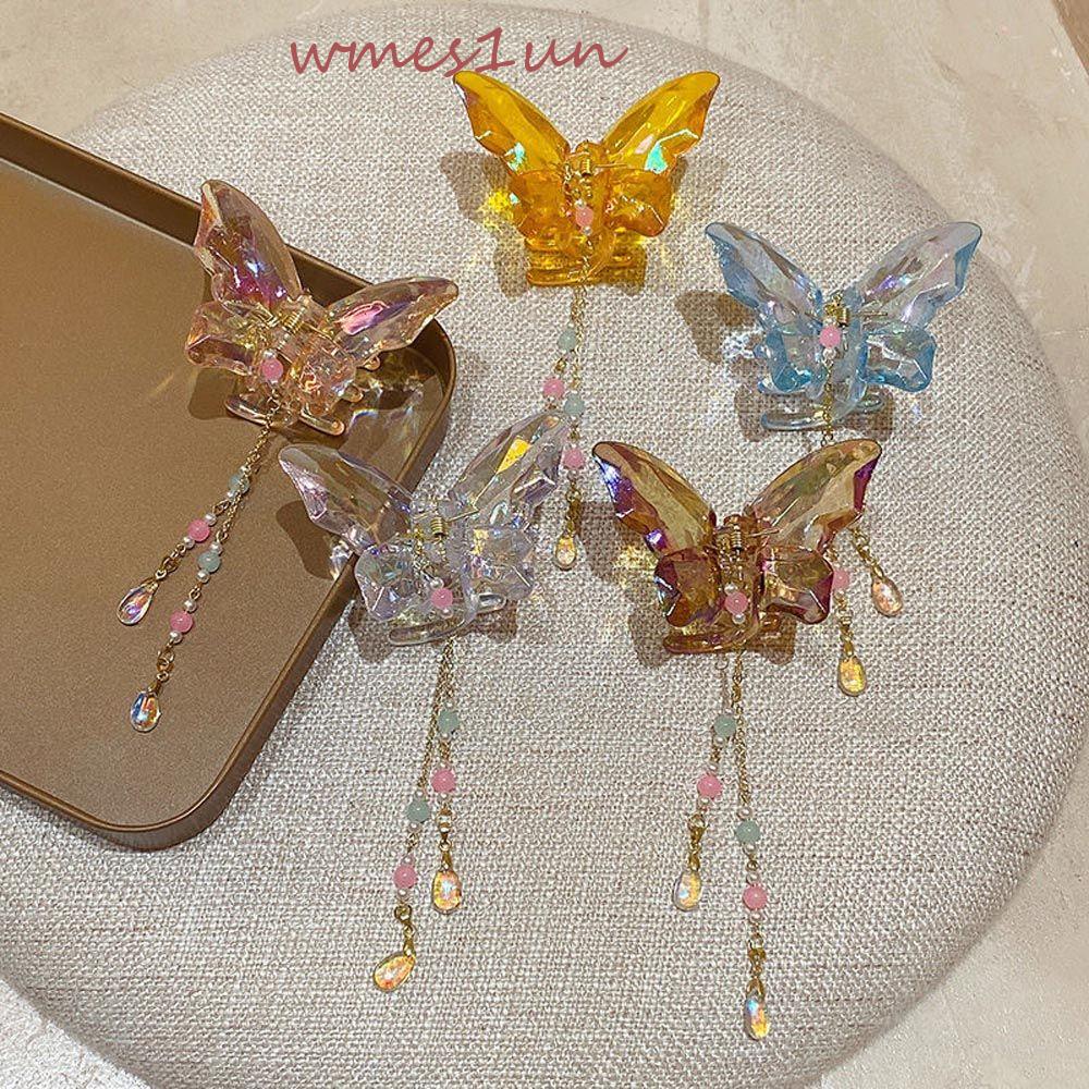 Kẹp Càng Cua Cá Mập Đính Hạt Phối Tua Rua Kiểu Vintage Ngọt Ngào WMES15H Cho Nữ