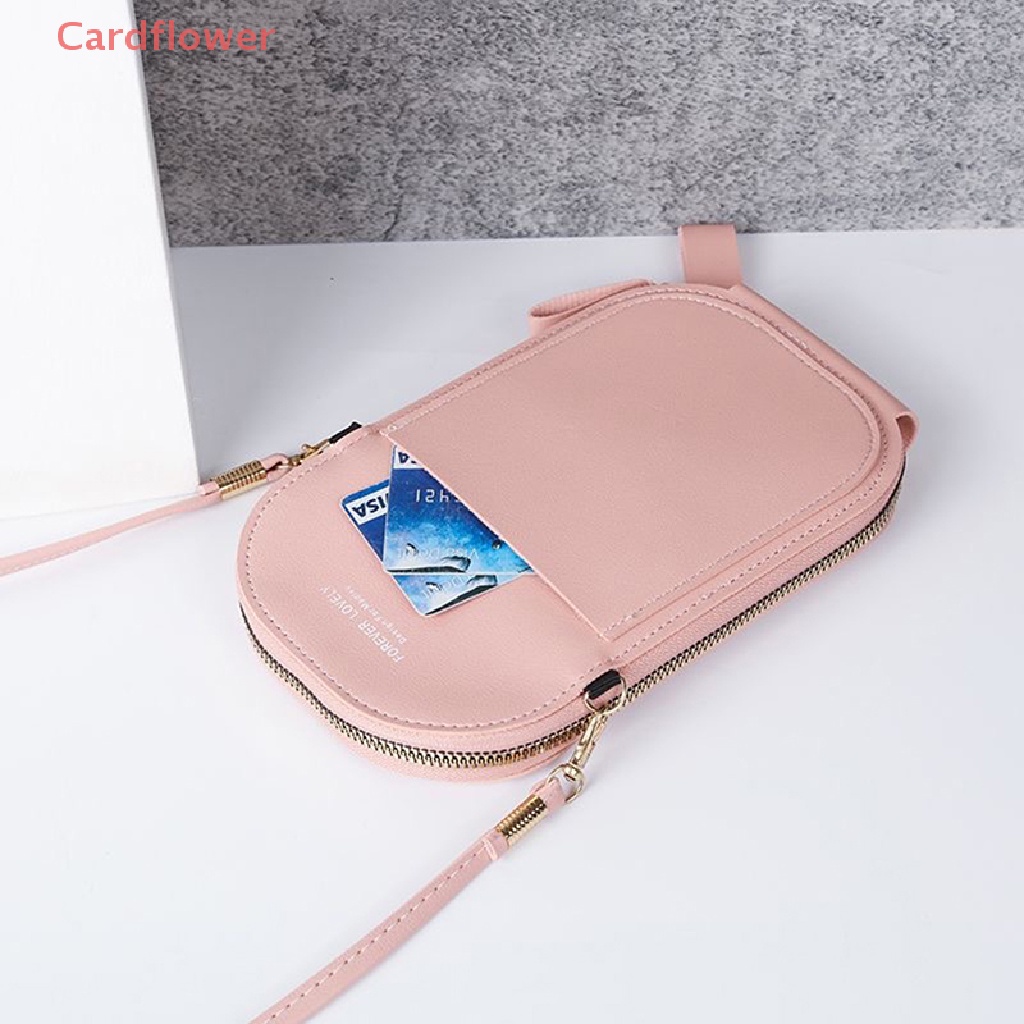 < Cardflower > Túi Da Đeo Vai Nhỏ Màu Trơn Thời Trang Có Thể Dùng Màn Hình Cảm Ứng Điện Thoại Di Động Cho Nữ Satchels Mới