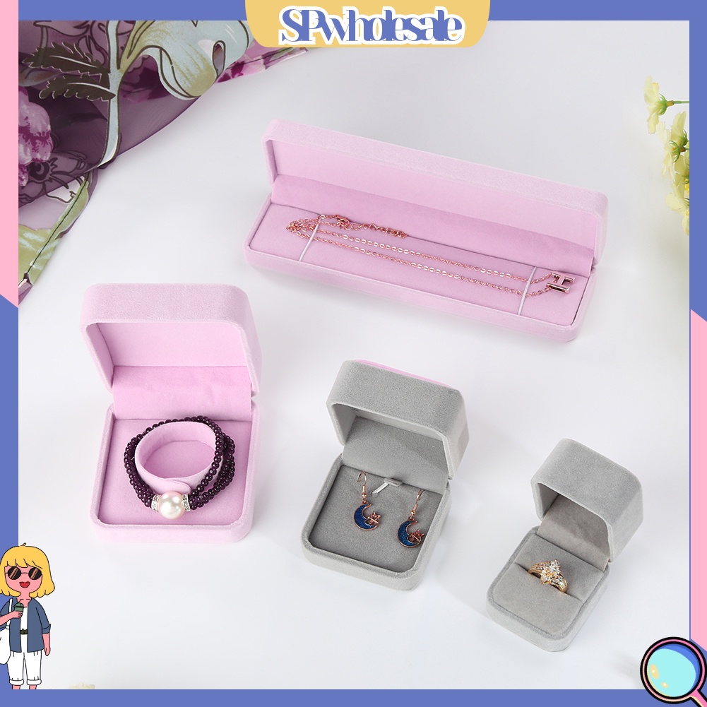 <SPwholesale> Hộp Trưng Bày Trang Sức Nhẫn / Vòng Cổ Bằng Nhung Giả Ốp