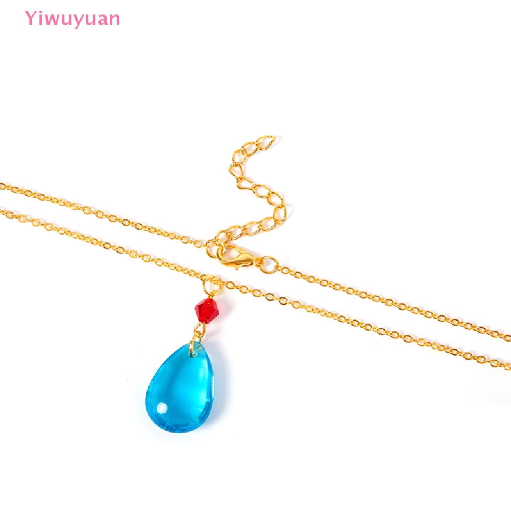 < Yiwuyuan > Vòng cổ Pha Lê Hình Giọt Nước Màu Xanh Dương Đơn Giản Phụ Kiện Hóa Trang Cho Nữ