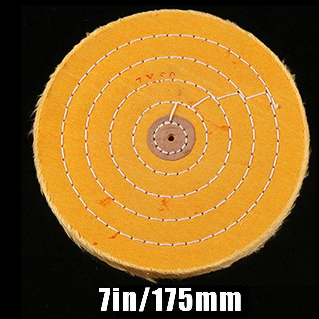 Bánh Xe Đánh Bóng Vải Cotton Có Lỗ 4mm Đường Kính 3-8inch Màu Vàng / Bạc